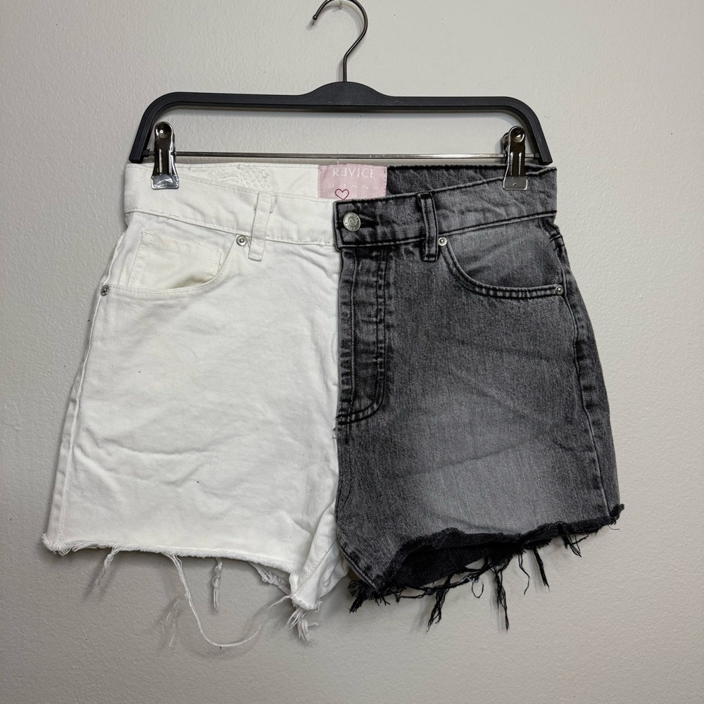 Revice Two Toned Cut Off Jean Shorts